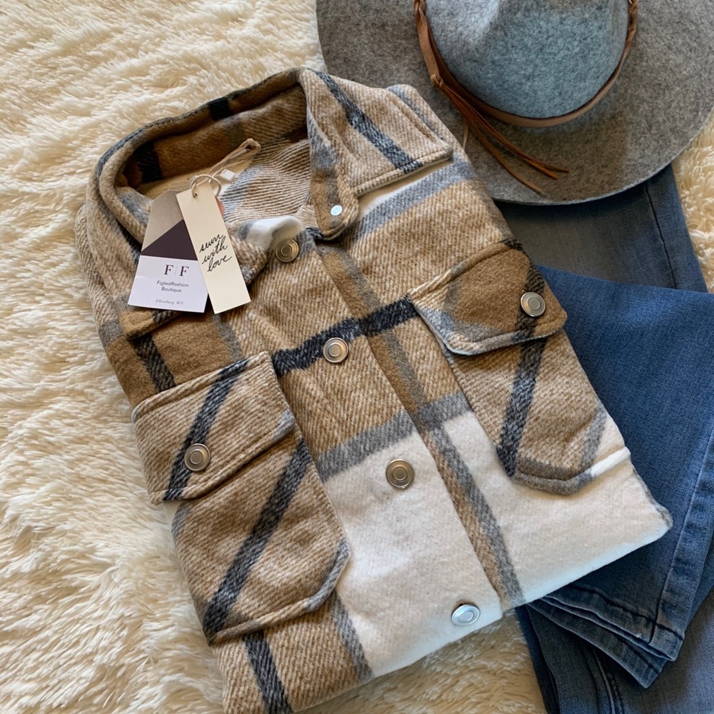 New Plaid Oversized Flannel Shirt Jacket Shacket - Picture 5 of 6